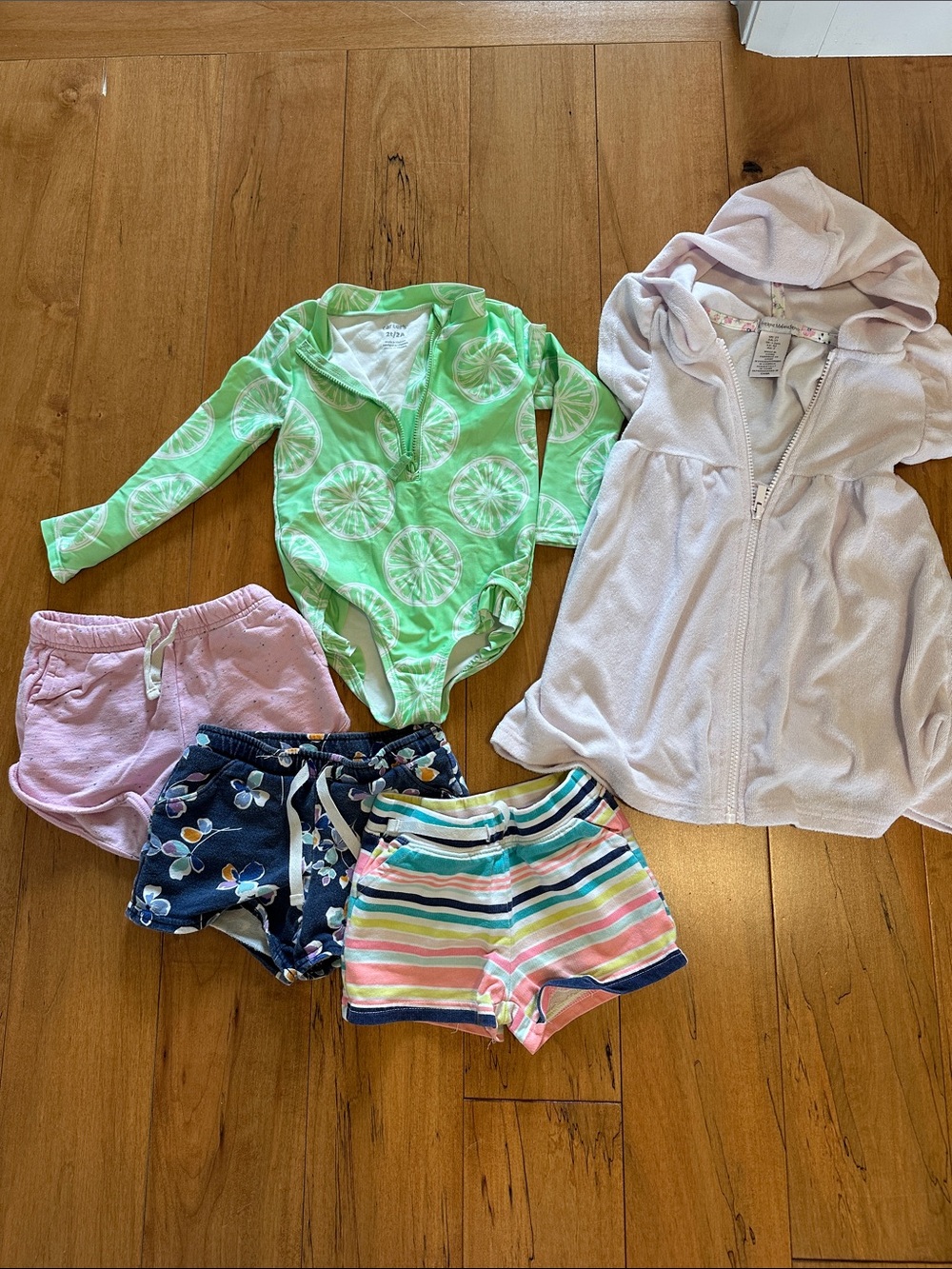 Girls' Mixed Summer Set - Green Lime Swimsuit + Pastel Shorts